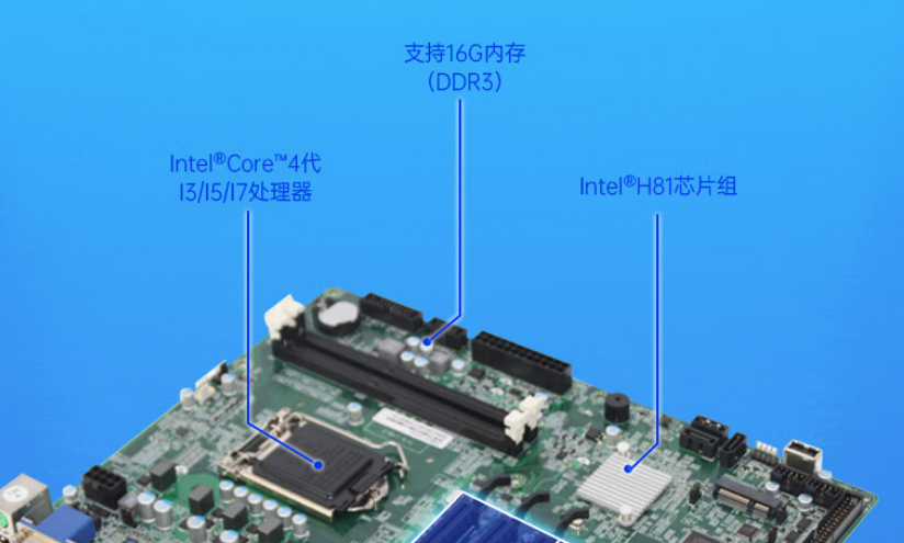 機內(nèi)配置了2個140pinDDR3L的內(nèi)存插槽，支持16G內(nèi)存。