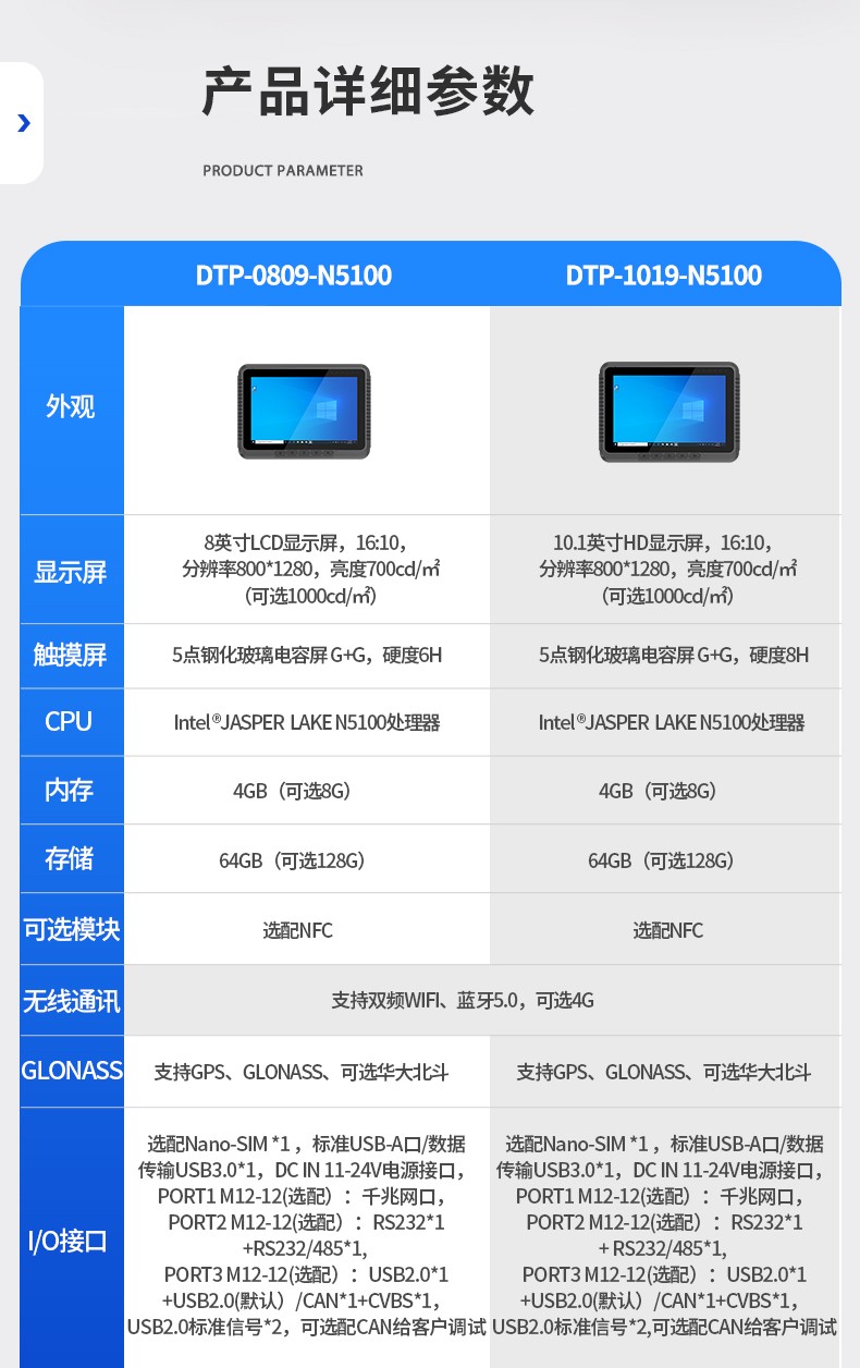 Dongtintech廣東三防平板電腦,車載平板電腦通訊設(shè)備,DTP-0809-N5100.jpg